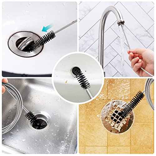 Drain Brush Pipe Cleaning Brush Slim Drain Hole Cleaning Tool Hose Flexible Feeding Tube Cleaning Brush Black Color