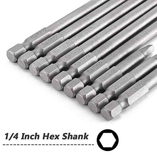 Set of 9 Pieces Magnetic SQ2 Square Head Screwdriver Bits 1/4 Inch Hex Shank Square Drive Bit Security Electric Screw Driver Drill Bit for Electric Hand Screwdrivers, 50/100/150mm Length