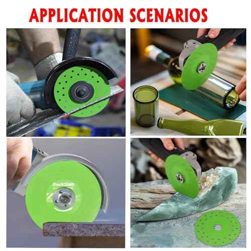 2 pcs Glass Cutting Disc for Angle Grinder, Rock Slab Grinding Disc and Multi-Pore Flat Cutting Blades, 4.5 Inch &1.2mm Thin, for Cutting and Grinding Glass Ceramic Tile Granite Marble Diamond