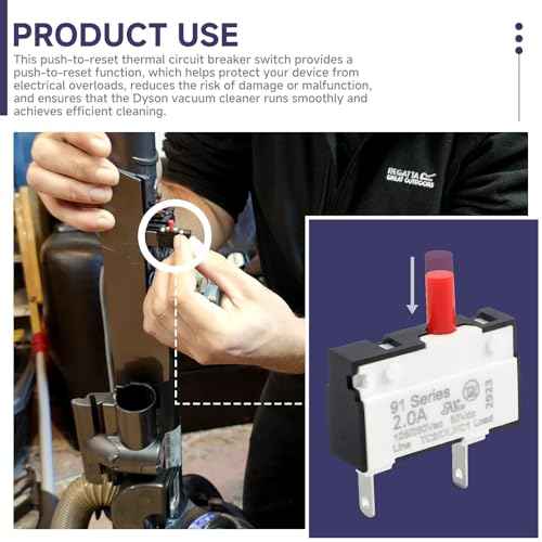 914592-01 Push to Reset Thermal Breaker Switch for Dyson Dc25 dc24 Animal, Floor Upright Vacuum Cleaners - Vacuum Overload Reset Switch, Brush Reset Switch #DY-914592-01 125/250VAC 2A