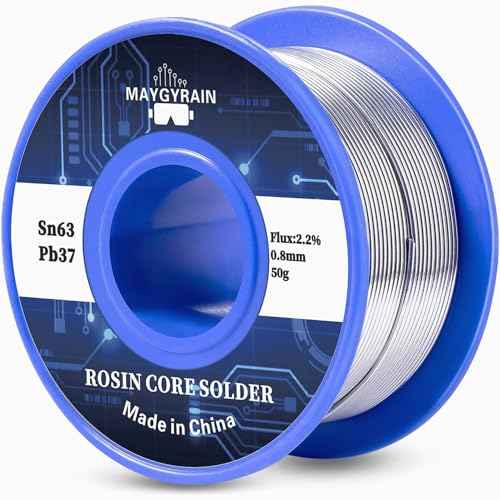Solder Wire 63/37, high Purity no-wash tin-Lead Rosin cored Wire with 2.2% Flux for Electric Soldering (0.8mm 50g)