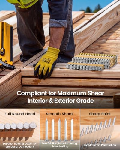 Meite 35° Joist Hanger Nails 1-1/2'' x 0.131'' Galvanized 2000PCS - Compatible with 34-36 Degree Nail Guns