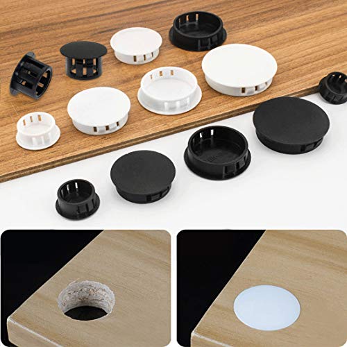 10mm (3/8") Black Plastic Hole Plugs - 60 Pack for Furniture & Equipment