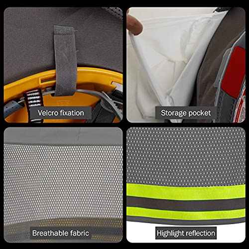 TCCFCCT Hard Hat Shade, Full Brim Mesh Neck Sun Shield, High Visibility Neck Protection & Bandana Headband Face Scarf, Hard Hat Accessories, 2 Pack, Grey