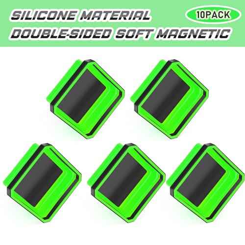 Barydat 10 Pcs Magnetic Tool Tray Collapsible Foldable Parts Trays Set Magnetic Screw Tray Magnetic Parts Bowl Square Silicone Magnetic Tool for Bolts Nuts Washers Pins Screw Parts (Green)