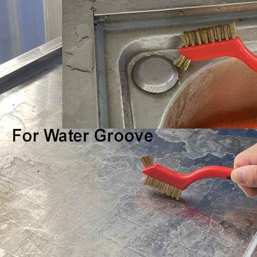 6Pcs Mini Wire Brush Set, Stainless Steel/Brass/Nylon Bristles Wire Brushes, Curved Handle Soft Grip for Rust, Dirt & Paint Scrubbing with Deep Cleaning ? 7 Inches (Red)