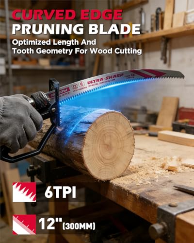 SEDY 5-Pack 12 Inch Japanese Teeth Reciprocating Saw Blades for Tree Trimming and Wood Cutting, Curved Arc Edge, 6 TPI, Universal Fit, Precision Pruning