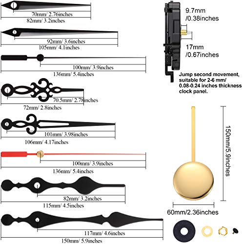 Hicarer Quartz Pendulum Clock Movement Kit with 3 Pairs of Hands and Westminster Chime