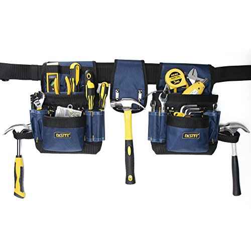 FASITE PTN012A 32-Pocket 2 Pouch Utility Multifunction Tool Belt Bag, Blue