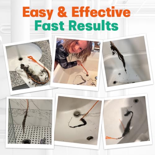3 Pack Drain Snake Hair Clog Remover - Flexible Shower & Sink Unclogger Tool