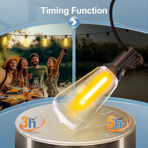 MGVIH 100ft Remote Dimmable Waterproof Outdoor String Lights with 37 LEDs