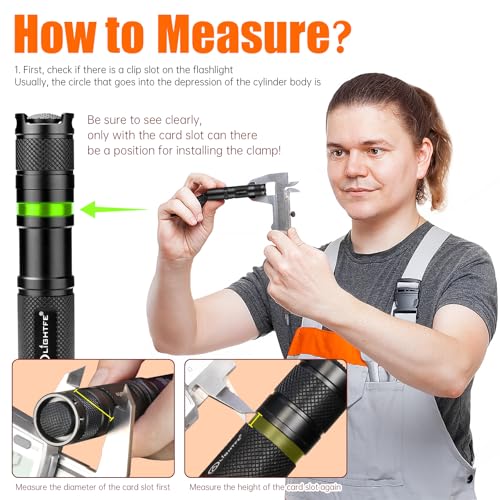 LIGHTFE B208 Flashlight Clip is Suitable for flashlights with a Diameter of 20-23 mm and a Slot Width of 5-5.4 mm. Stainless Steel Pen Clip, can be Used as a hat Clip, Pocket Clip, or Bag Clip