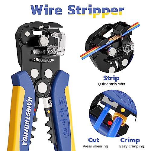 haisstronica HS-8327 Wire Stripper & Crimper Set AWG 26-10 for Electrical Projects