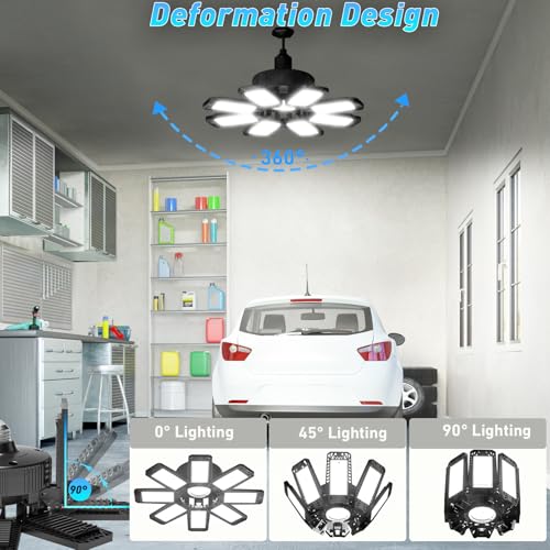 LAMLAMCK 8+1 Panel 240W LED Garage Light Ceiling Fixture - Daylight 6500K