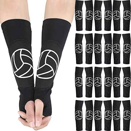 Minatee Volleyball Arm Sleeves Passing Hitting Forearm Sleeves with Protection Pads and Thumb Hole