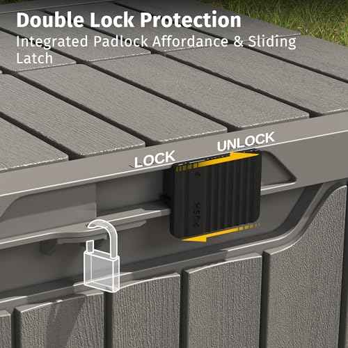 EAST OAK Outdoor Storage Box | 31 Gallon Deck Box Indoor and Outdoor Use | Waterproof Resin Storage Bin with Latch for Patio Cushions, Gardening Tools | UV Resistant | Deep Grey