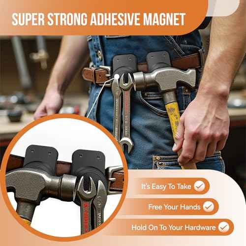Magnetic Tool Holder | Strong Magnet Clip-On Belt Holster for Wrench, Pliers, Screw Driver, Hammer, Screws, Nails, Sockets, Trowel, Drill Bit, or Any Magnetic Tool and Hardware Holder