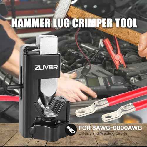 Hammer Lug Crimper Tool for 8 AWG to 4/0 AWG Battery and Welding Cables - Heavy Duty Crimping for Electrical and Automotive Applications