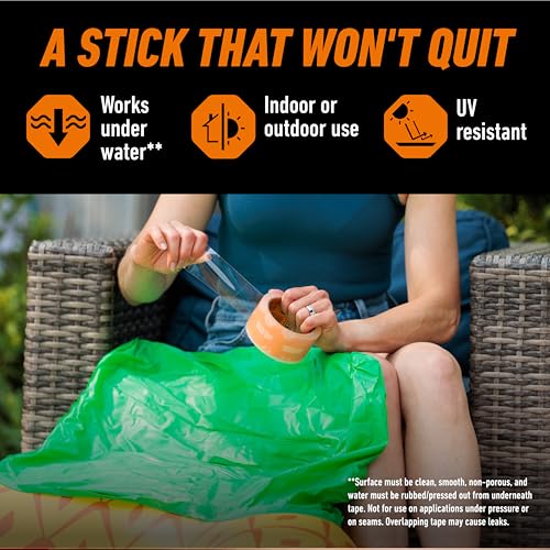 GORILLA Crystal Clear Weather-Resistant Tape - 1.88" x 18 yd, 1-Pack, Model 1
