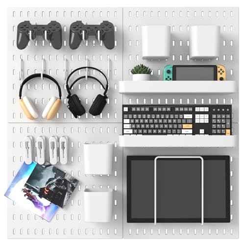 Pegboard Combination Kit, 25.2" x 25.2" Wall Mounted Storage Set with 4 Pegboards & 20 Accessories Hanging, Peg Boards Organizer