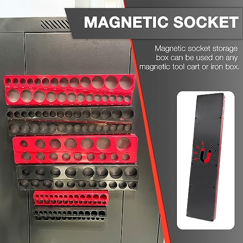 EACELIY Magnetic Socket Organizer Set, 1/2", 1/4" and 3/8" SAE &