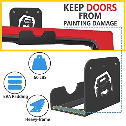 WIPHANY Tunnel Car Pattern Detachable Door Hanger with Rubber Wall Mount Door Hanger Storage Holder Bracket Rack On Garage 4 PCS