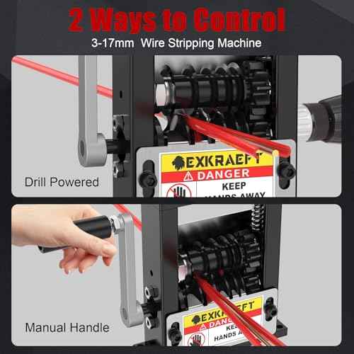 Wire Stripper Machine Gauge Wire 3-17mm, Manual & Electric Drill Compatible Copper Wire Stripping Tool with 6 Channels 5 Blades, Scrap Wire Stripping Machine for Efficient Cable Stripping