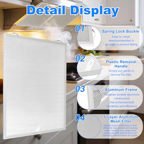 ENKTIK S99010430-002 2-Pack Range Hood Filter Replacement for Broan/Nutone - 13-7/8 x 15-3/4 x 3/8 in, 5-Layer Aluminum, Easy Install & Washable