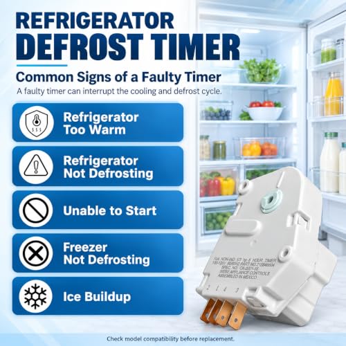 Ketofa AP2592907 120V Defrost Timer for Frigidaire/ Kenmore Replaces 6h-21m