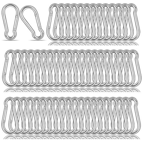 YEAZHEN 60PCS Heavy Duty Galvanized Steel Spring Snap Hooks M4 Carabiner Clips