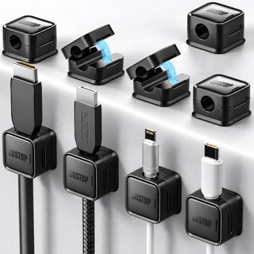 Costop 9 Pack Magnetic Cable Clips for Wire Management, Black