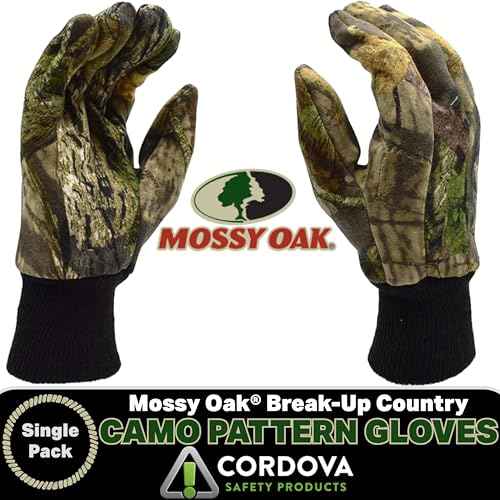 Cordova 14031MSY Heavy-Weight Jersey Cotton Knit Wrist Hunting Gloves, Mossy Oak Break-Up Country, Large