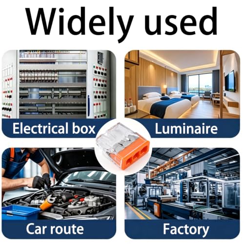 JINHconnect 3-Conductor Wire Connectors Kit 100pcs Push-In Nuts for 18-13 AWG Wiring