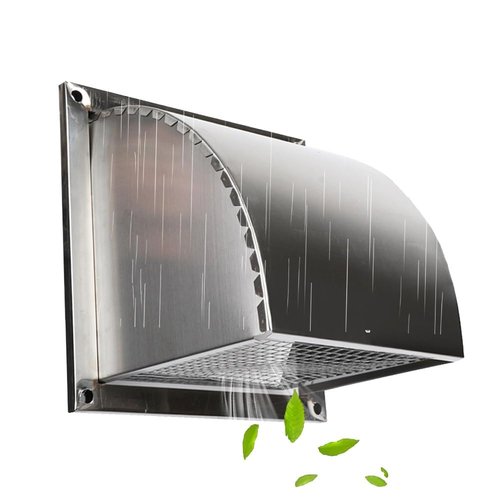 BERWDUXA 12" 14" 18" Dryer Vent Cover Outside, Exhaust Hood Wall Vent with Mesh Screen, Weatherproof Square Duct Vent, Kitchen Ventilation(450mm/18in)