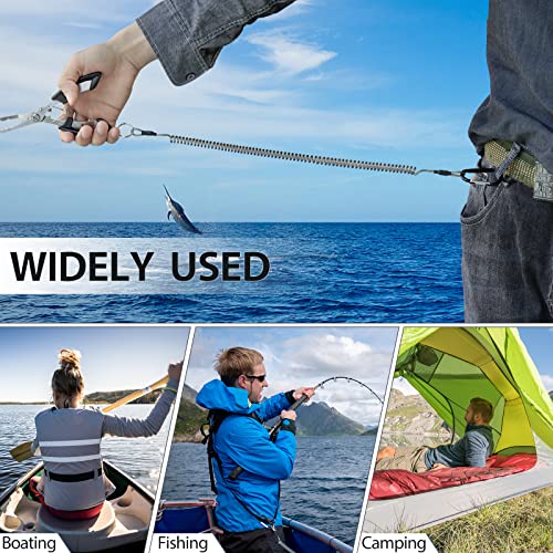 Fishing Lanyard Heavy Duty Retractable Coiled Tether with Carabiner for Pliers, Boating, Tools