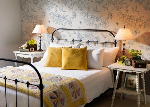 Froluya White and Blue Floral Peel and Stick Wallpaper 17.7 x 118.1 inches - Elegant Home Decor