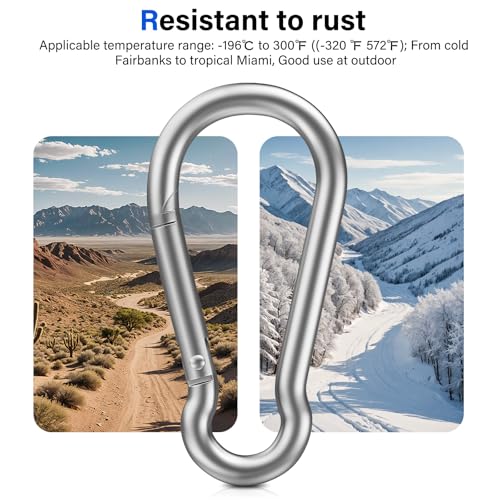 20PCS Heavy Duty Stainless Steel Carabiner Clips 1360lbs Load for Camping, Pet, Gym, & Outdoor Use