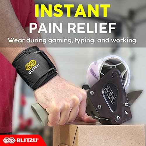 BLITZU Carpal Tunnel Wrist Brace, 2 Pack Wrist Compression Straps for Pain Relief. Wrist Bands Support for, Tendonitis, Weightlifting, Working Out, Left and Right Hand Protection