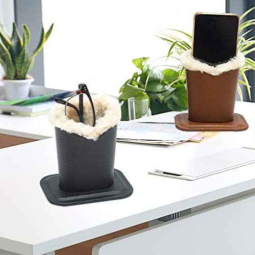 Eyeglass Holders, PU Leather Eyeglass Holder Stands with Soft Plush Lining, Black, Brown - 2 Packs