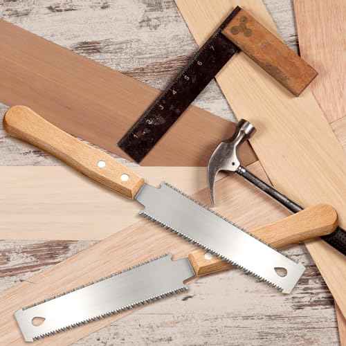 Gisafai 2 Pcs 6 Inch Japanese Hand Saw Small Woodworking Flush Cut Flexible Double Edge Tpi 17/14 Pull Woodworking Saw for Craft Mini Wood Handle Garden Trim for Hardwoods Softwoods DIY