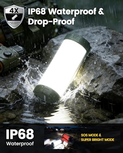 Glocusent 106 LED Rechargeable Camping Lantern - Green, Waterproof, 1200LM, Emergency & Outdoor Use