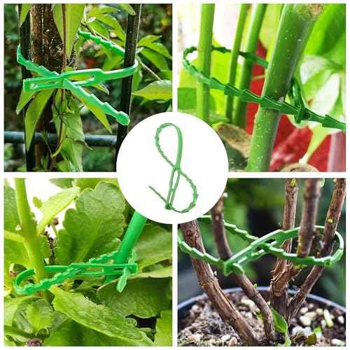 Green Zip Ties, 5 Inch Adjustable Plant Ties, 50PCS Plastic Twist Ties for Outdoor Garden Climbing Plants, Premium Heavy Duty Self-Locking Decoration Tie Wraps Support Tree Shrub Vine