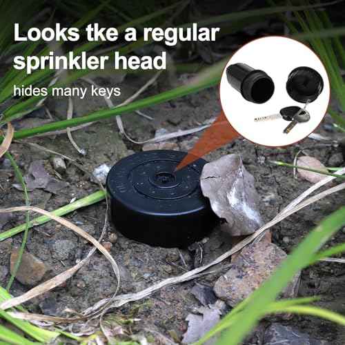 Key Hider Realistic Sprinkler Head Waterproof Cash Holder for Outdoor Garden Yard Easy Push Into The Ground (Black)