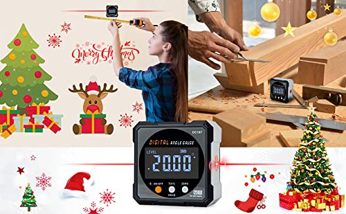 Digital Angle Finder with Electronic Laser - 4-side Strong Magnetic Angle Gauge, Cube Inclinometer with Backlight, Table Saw Miter Protractor, Woodworking Measuring Tool, Level Box for Hanging