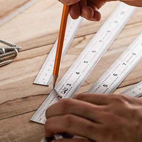 Mr. Pen- Machinist Ruler, 4 Pack (6, 8, 12, 14 inch), Metric & Millimeter Ruler, 1/64, 1/32, mm and .5 mm, Stainless Steel
