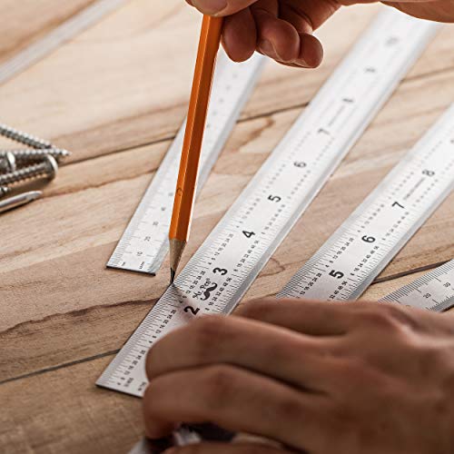 Mr. Pen Machinist Ruler Set 4 Pack - 6, 8, 12 & 14 Inch Stainless Steel Measurement Tools