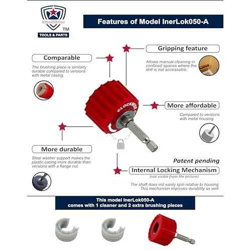 1/2-Inch[3PC] Copper Pipe Cleaner for Power Drill, Model InerLok050-A [1/2¡± Tube Cleaning Brush & 2 Brushing Pieces] Cleans Copper Pipes for Soldering, w/ Stainless-Steel Wire Bristles & 1/4¡± Shank