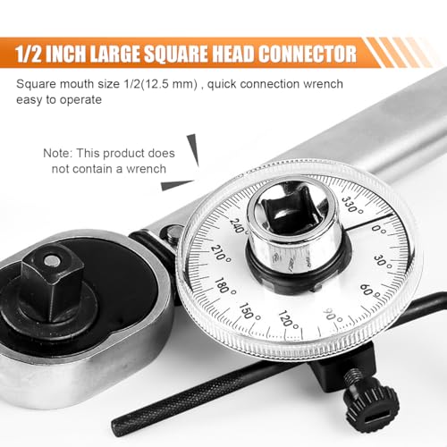1/2" Digital Torque Wrench Angle Gauge, 360 Adjustable Adapter, Drive Meter for Professional Rotation and Angle Measurement