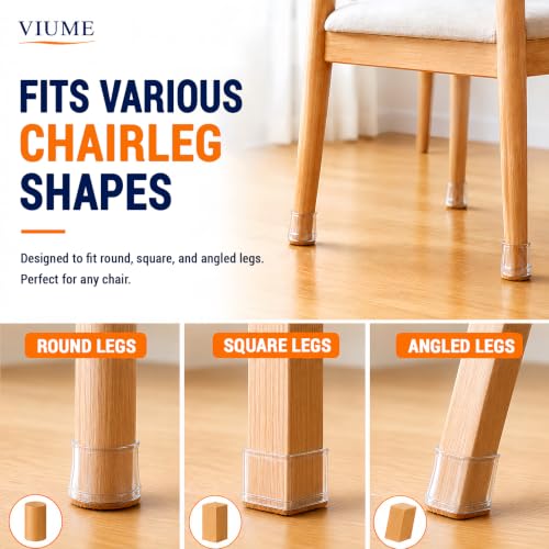 VIUME 24 Pcs Clear Universal Round & Square Chair Leg Floor Protectors for Hardwood Floors