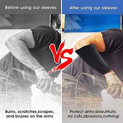 Aster 2Pairs Arm Protection Sleeves Cut Resistant Sleeves Level 5 Protective Arm Sleeves Heat Resistant Sleeves Protectors for Thin Skin Bruising Men Women
